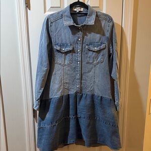 Velvet Heart Blue Denim drop waist denim dress
